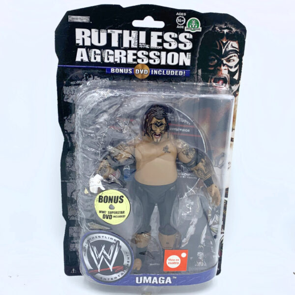 Umaga + DVD - Actionfigur aus 2008 von Jakks / WWE Ruthless Aggression