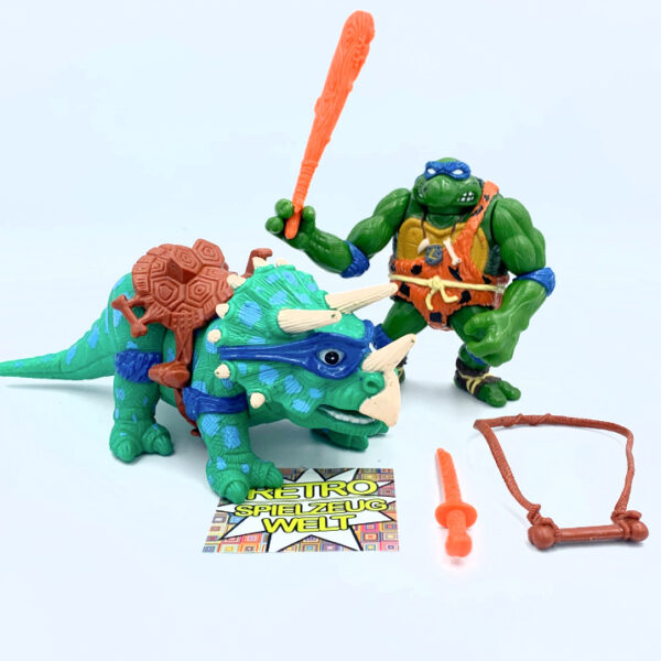 Cave-Turtle Leo and his Dingy Dino - Action Figur aus 1992 / Teenage Mutant Ninja Turtles